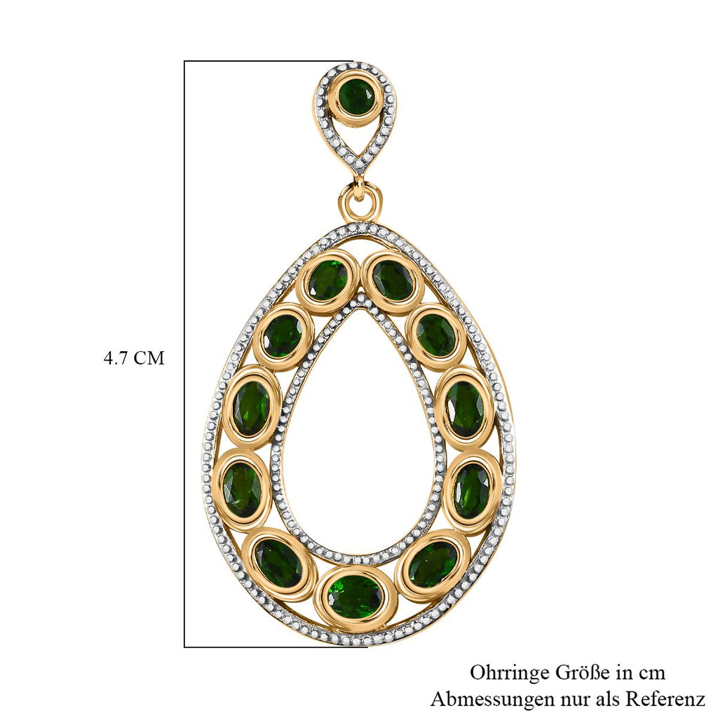 Natürlicher Chromdiopsid Ohrringe 925 Silber Gelbgold Vermeil ca. 5,63 ct.