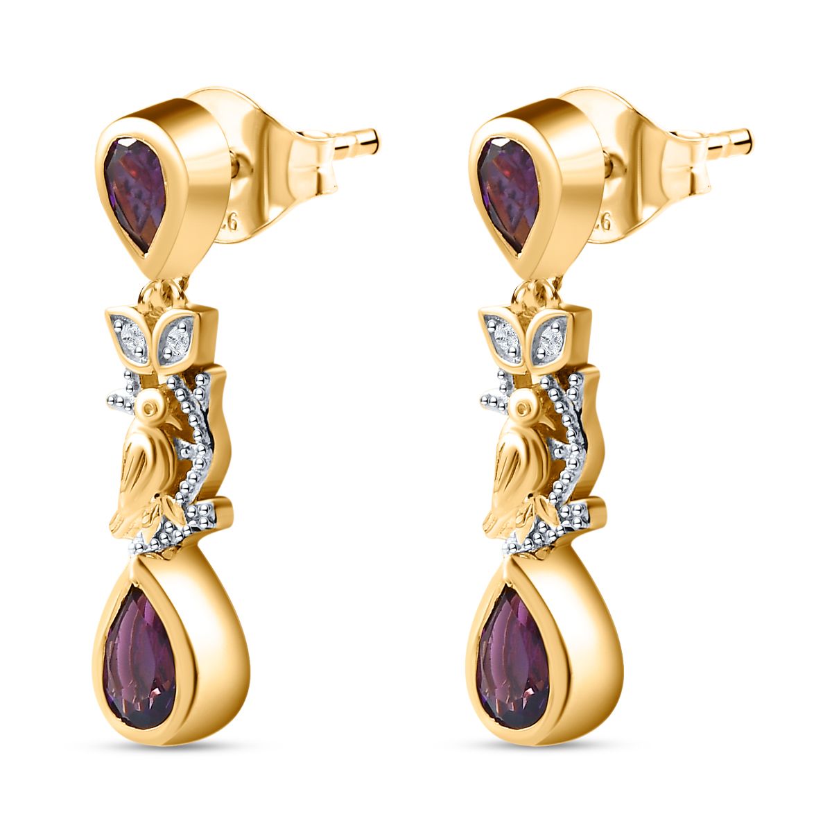 AA Marokkanischer Amethyst Ohrringe 925 Silber Gelbgold Vermeil ca. 2,04 ct.