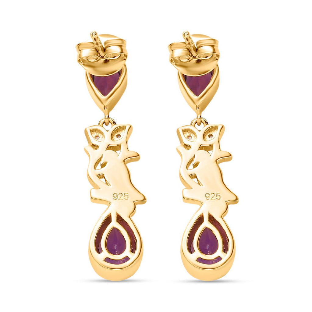 AA Marokkanischer Amethyst Ohrringe 925 Silber Gelbgold Vermeil ca. 2,04 ct.