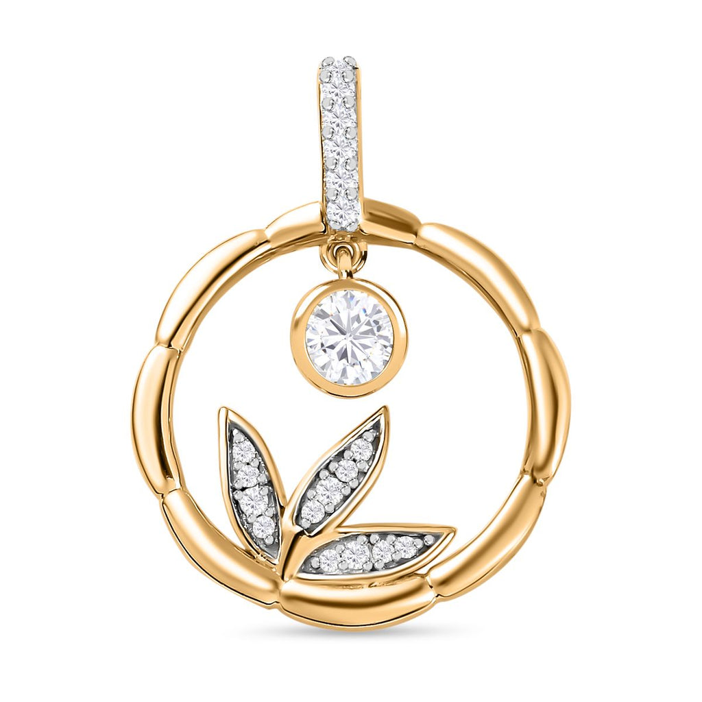 Moissanit Anhänger 925 Silber Gelbgold Vermeil ca. 0.41 ct