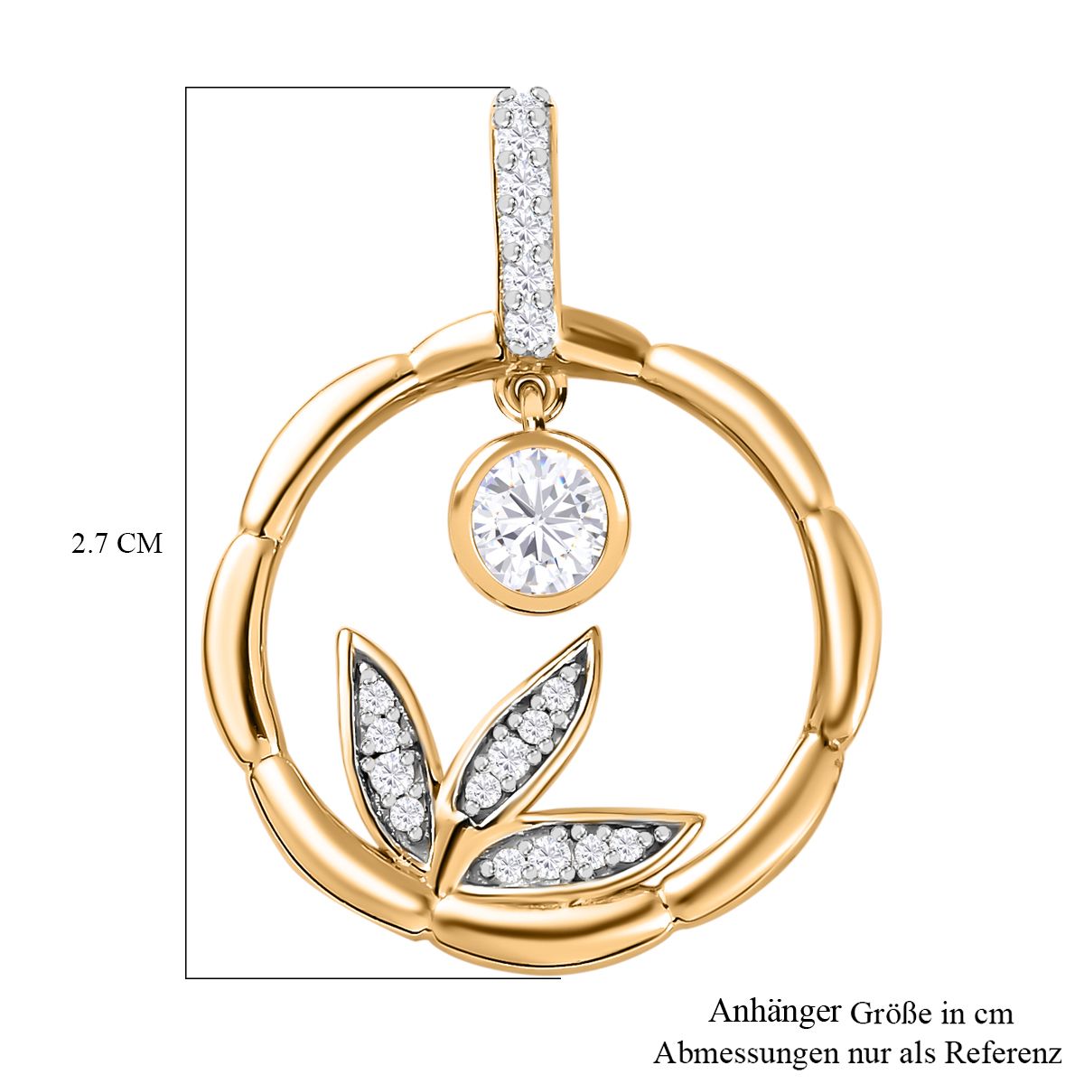 Moissanit Anhänger 925 Silber Gelbgold Vermeil ca. 0.41 ct