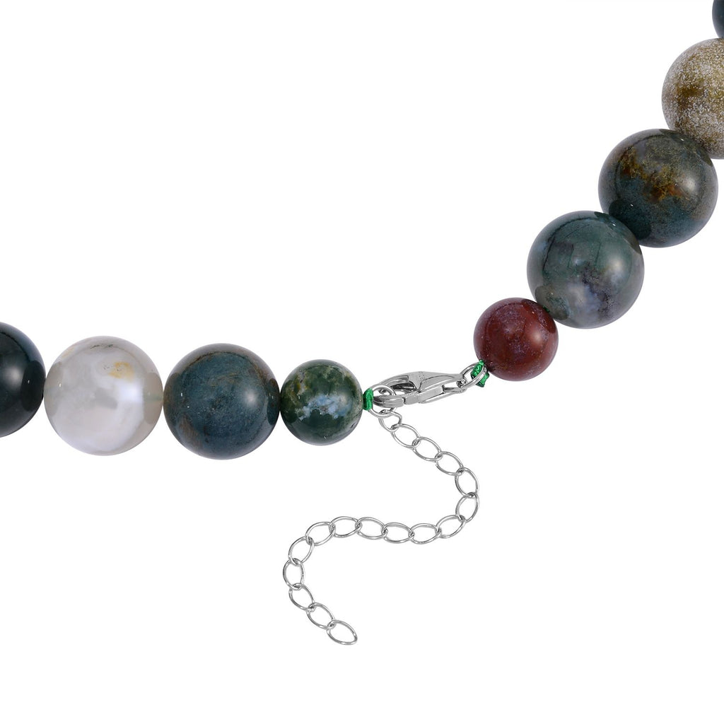 Ozean Jaspis Halskette ca. 45 cm 925 Silber rhodiniert ca. 681,00 ct.