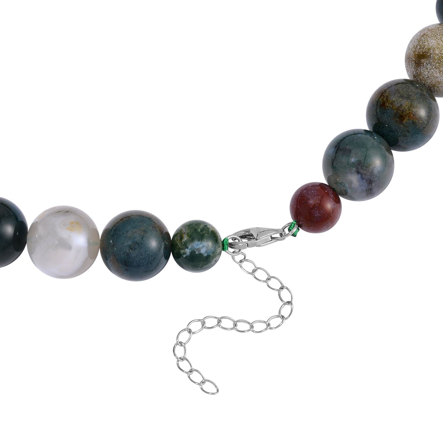 Ozean Jaspis Halskette ca. 45 cm 925 Silber rhodiniert ca. 681,00 ct.