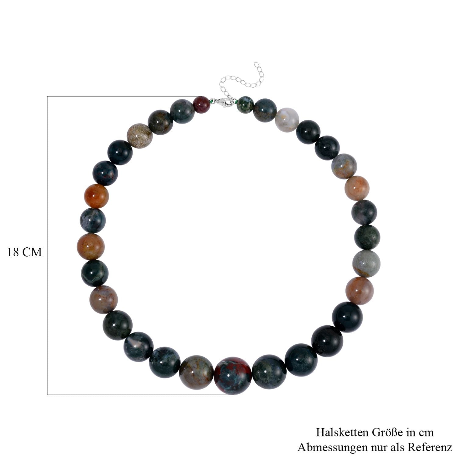 Ozean Jaspis Halskette ca. 45 cm 925 Silber rhodiniert ca. 681,00 ct.