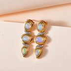 AA Natürlicher, äthiopischer Welo Opal Ohrringe 925 Silber Gelbgold Vermeil ca. 1,71 ct.