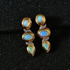 AA Natürlicher, äthiopischer Welo Opal Ohrringe 925 Silber Gelbgold Vermeil ca. 1,71 ct.