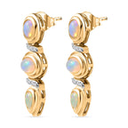 AA Natürlicher, äthiopischer Welo Opal Ohrringe 925 Silber Gelbgold Vermeil ca. 1,71 ct.