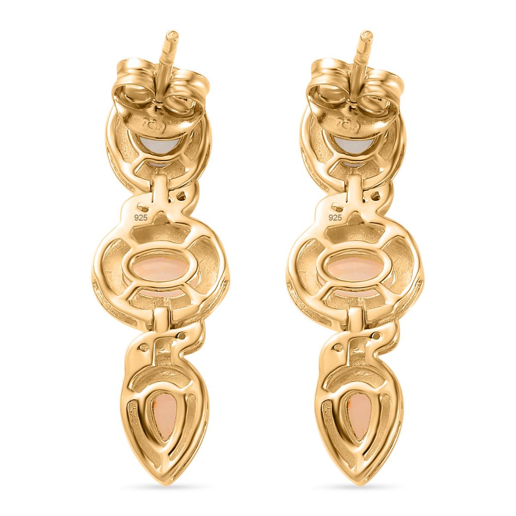 AA Natürlicher, äthiopischer Welo Opal Ohrringe 925 Silber Gelbgold Vermeil ca. 1,71 ct.