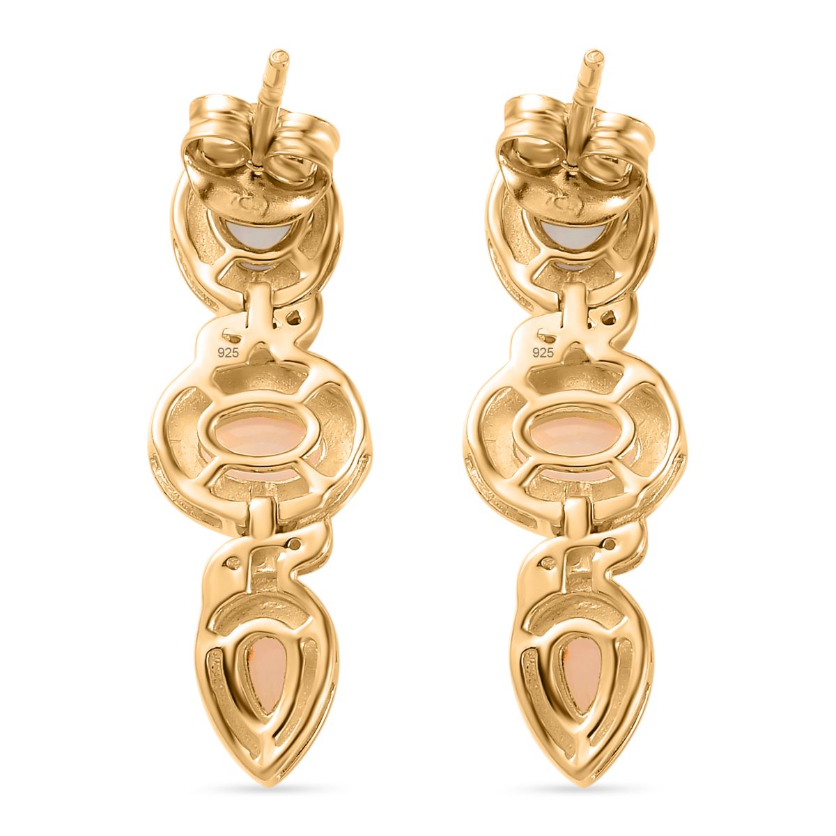 AA Natürlicher, äthiopischer Welo Opal Ohrringe 925 Silber Gelbgold Vermeil ca. 1,71 ct.
