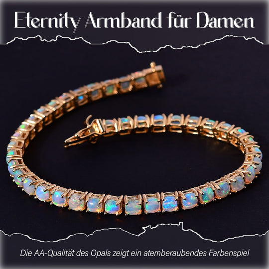 AA Natürliches, äthiopisches Welo Opal Armband, ca. 20 cm 925 Silber Gelbgold Vermeil ca. 9.66 ct
