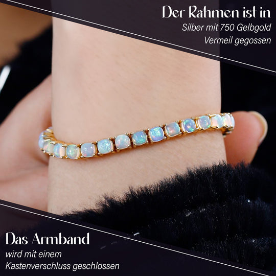 AA Natürliches, äthiopisches Welo Opal Armband, ca. 20 cm 925 Silber Gelbgold Vermeil ca. 9.66 ct