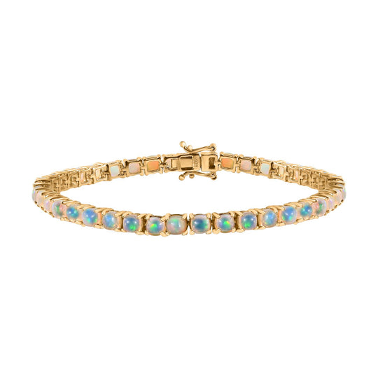 AA Natürliches, äthiopisches Welo Opal Armband, ca. 20 cm 925 Silber Gelbgold Vermeil ca. 9.66 ct