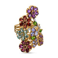 Mosambik Granat, Rhodolith Granat Ring 925 Silber Gelbgold Vermeil (Größe 17.00) ca. 6,97 ct