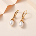 Süßwasser Perle, Weißer Zirkon Ohrringe 925 Silber Gelbgold Vermeil ca. 0,10 ct.