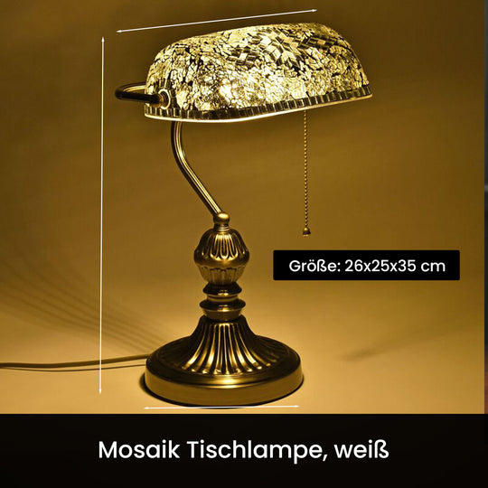 Handgefertigte Mosaik Kunst Bankerlampe, Größe: 26 x 25 x 35 cm, Rot, Glühbirne nicht enthalten