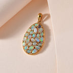 AA Natürlicher, äthiopischer Welo Opal Anhänger 925 Silber Gelbgold Vermeil ca. 3,38 ct.