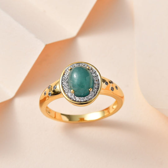 AA Grandidierit, Weißer Zirkon Ring, 925 Silber Gelbgold Vermeil, , ca. 2.65 ct