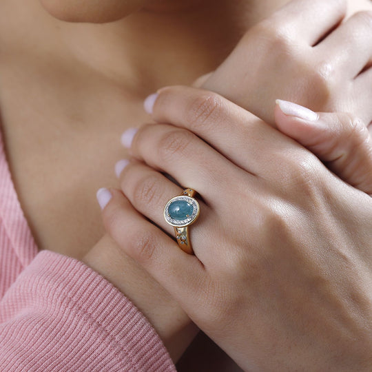 AA Grandidierit, Weißer Zirkon Ring, 925 Silber Gelbgold Vermeil, , ca. 2.65 ct