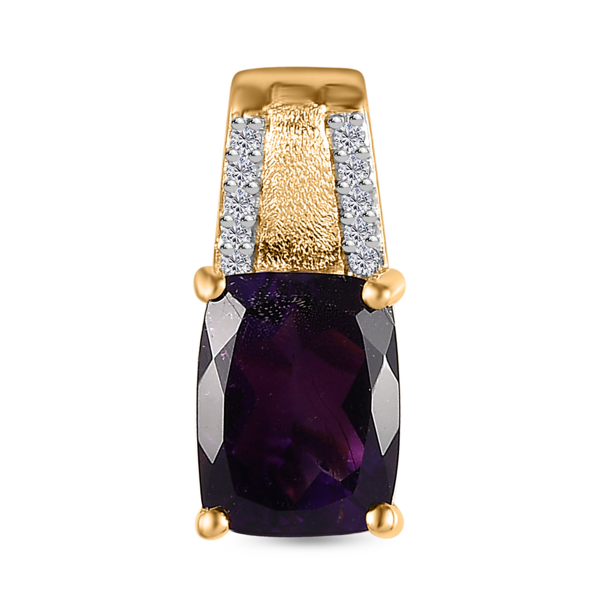 AAA Marokkanischer Amethyst, Weißer Zirkon Anhänger, 925 Silber Gelbgold Vermeil, ca. 2.42 ct