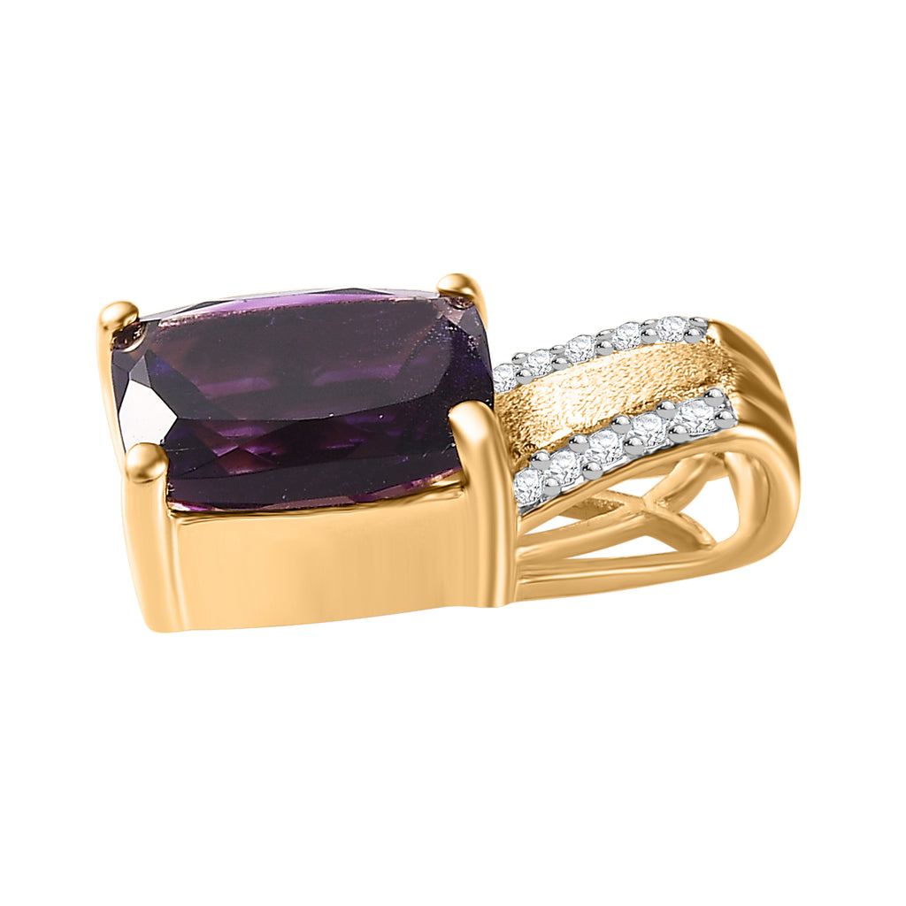 AAA Marokkanischer Amethyst, Weißer Zirkon Anhänger, 925 Silber Gelbgold Vermeil, ca. 2.42 ct