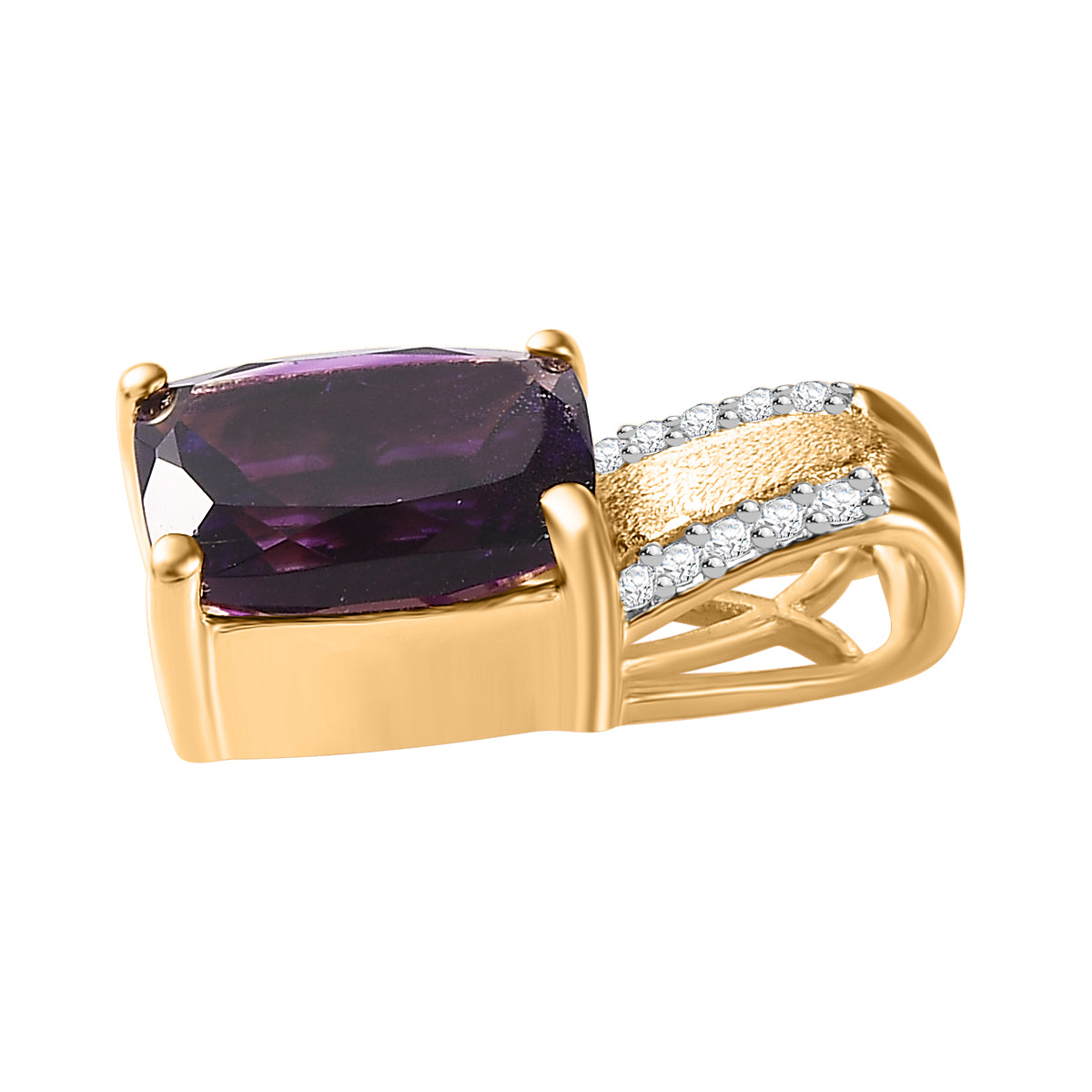 AAA Marokkanischer Amethyst, Weißer Zirkon Anhänger, 925 Silber Gelbgold Vermeil, ca. 2.42 ct