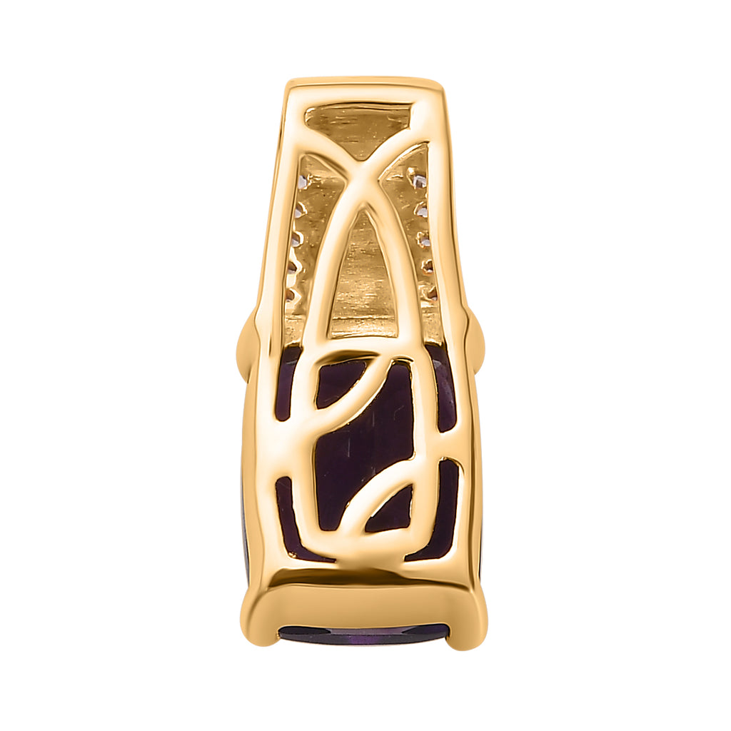 AAA Marokkanischer Amethyst, Weißer Zirkon Anhänger, 925 Silber Gelbgold Vermeil, ca. 2.42 ct
