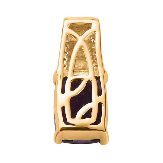 AAA Marokkanischer Amethyst, Weißer Zirkon Anhänger, 925 Silber Gelbgold Vermeil, ca. 2.42 ct