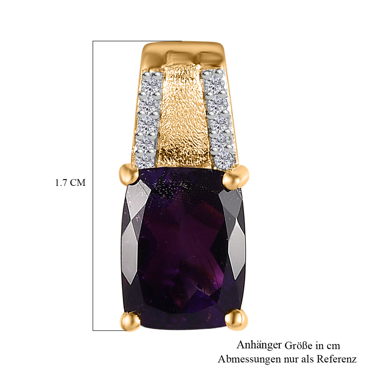 AAA Marokkanischer Amethyst, Weißer Zirkon Anhänger, 925 Silber Gelbgold Vermeil, ca. 2.42 ct