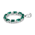 Smaragd-Triplette-Quarz, Weißer Zirkon Anhänger 925 Silber platiniert ca. 6,30 ct.