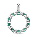 Smaragd-Triplette-Quarz, Weißer Zirkon Anhänger 925 Silber platiniert ca. 6,30 ct.