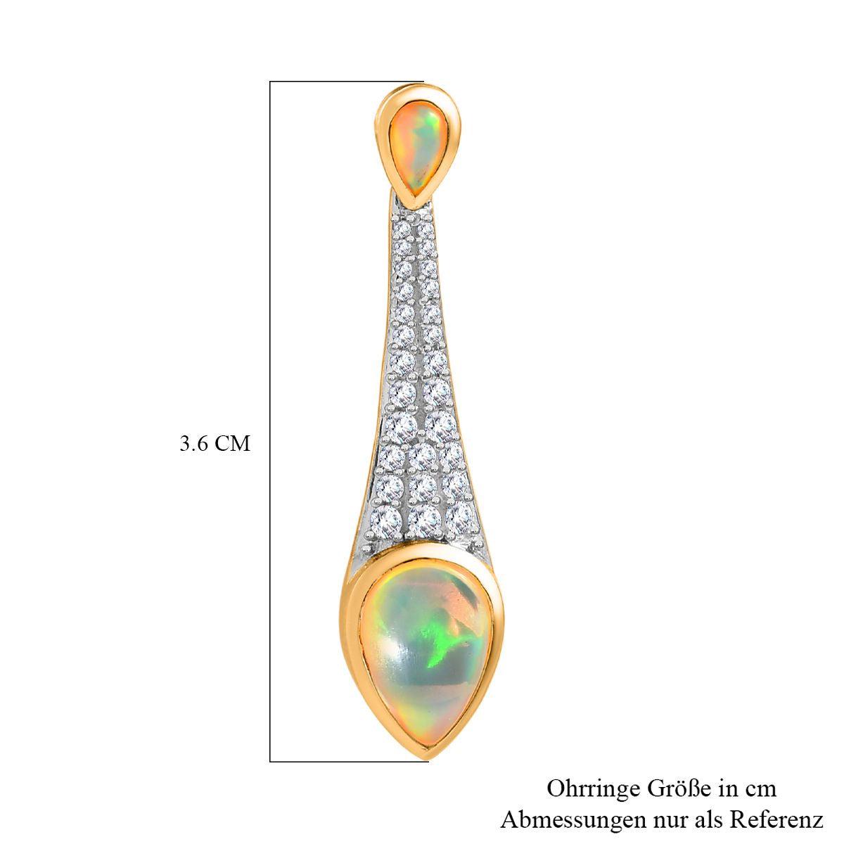 AA Natürlicher, äthiopischer Welo Opal Ohrringe 925 Silber Gelbgold Vermeil ca. 3,57 ct.
