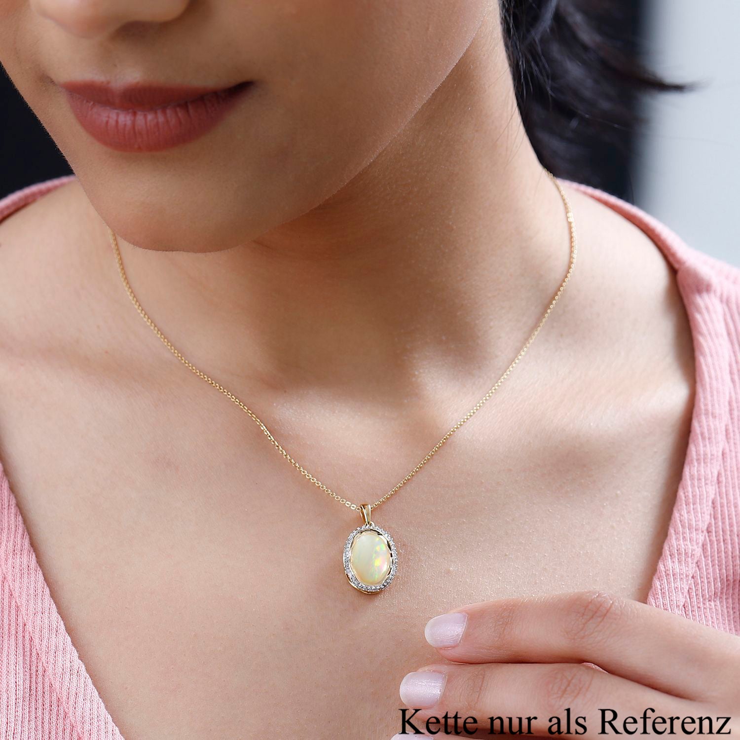 AAA Natürlicher, äthiopischer Welo Opal, Weißer Zirkon Anhänger 925 Silber Gelbgold Vermeil ca. 4,57 ct.
