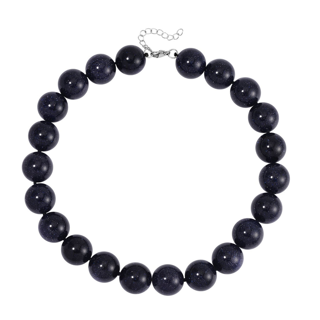 Blauer Sandstein flexiblel Halskette, Reiner Edelstahl ca. 1110.00 ct