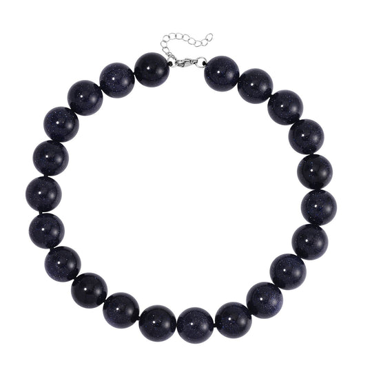 Blauer Sandstein flexiblel Halskette, Reiner Edelstahl ca. 1110.00 ct