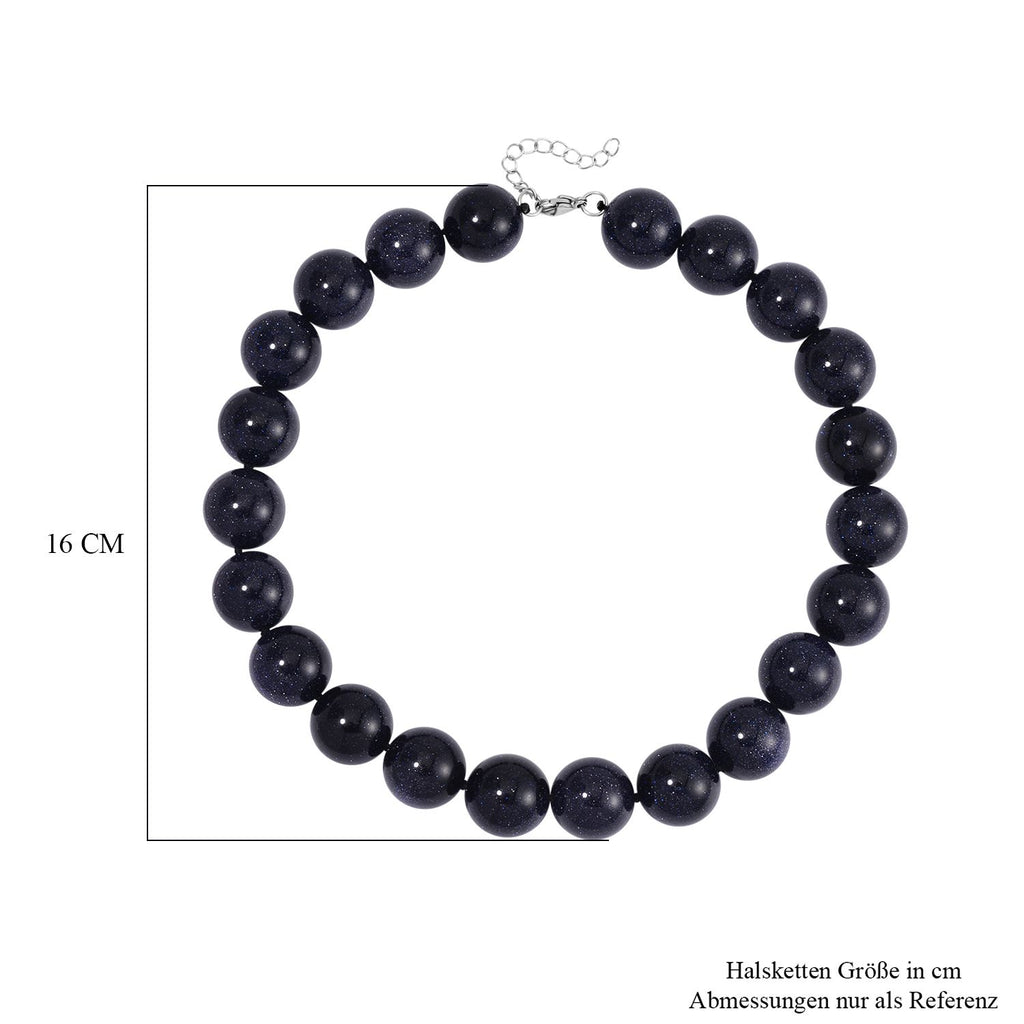 Blauer Sandstein flexiblel Halskette, Reiner Edelstahl ca. 1110.00 ct