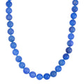 Blauer Achat Halskette ca. Flexibles cm Reiner Edelstahl ca. 500,00 ct.