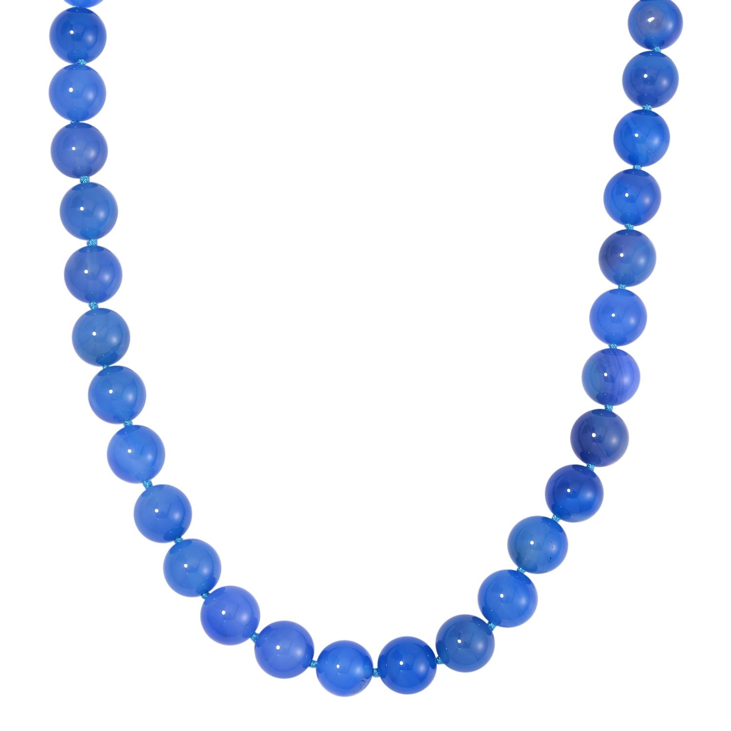 Blauer Achat Halskette ca. Flexibles cm Reiner Edelstahl ca. 500,00 ct.