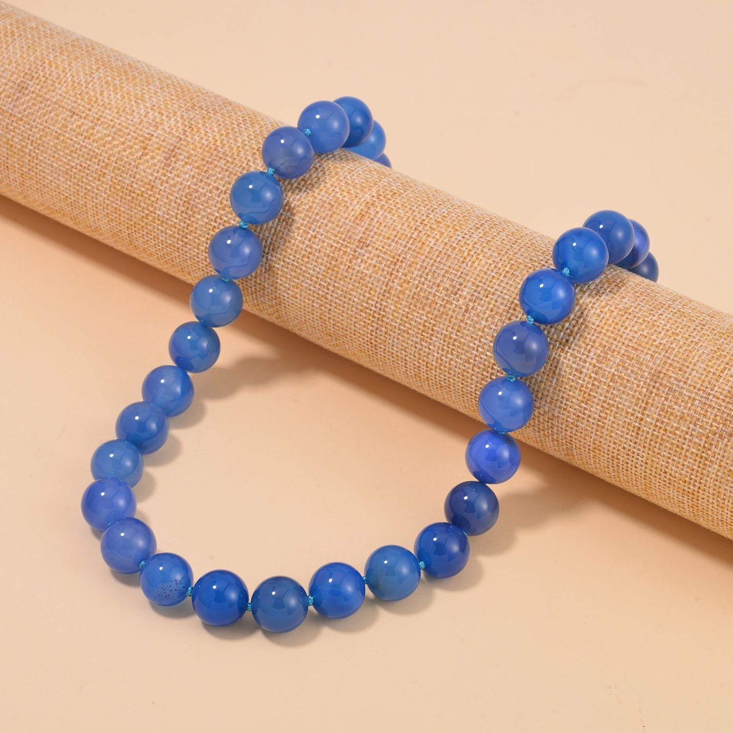 Blauer Achat Halskette ca. Flexibles cm Reiner Edelstahl ca. 500,00 ct.