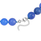 Blauer Achat Halskette ca. Flexibles cm Reiner Edelstahl ca. 500,00 ct.