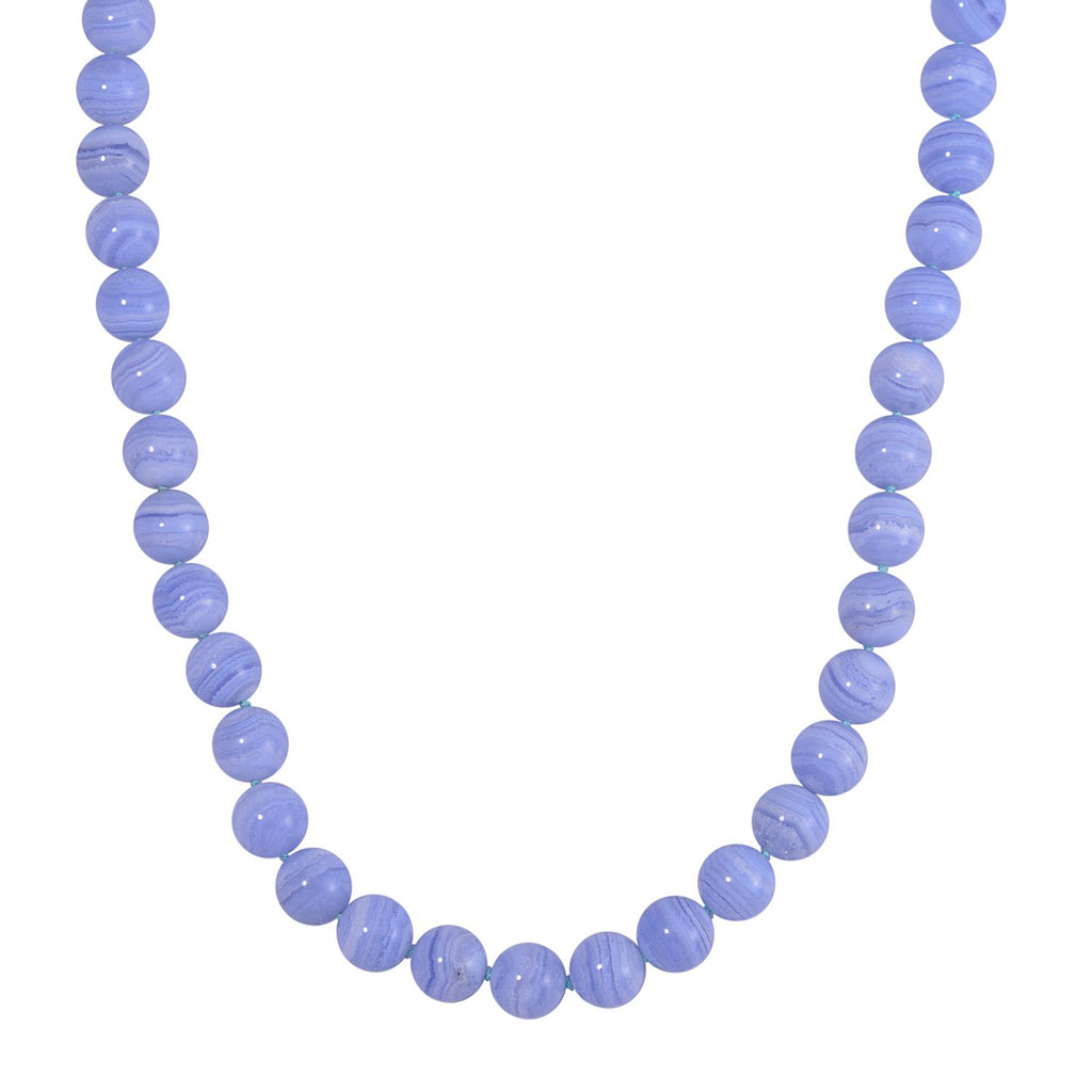 Blauer Spitze-Achat Halskette ca. 50 cm 925 Silber ca. 517,75 ct.