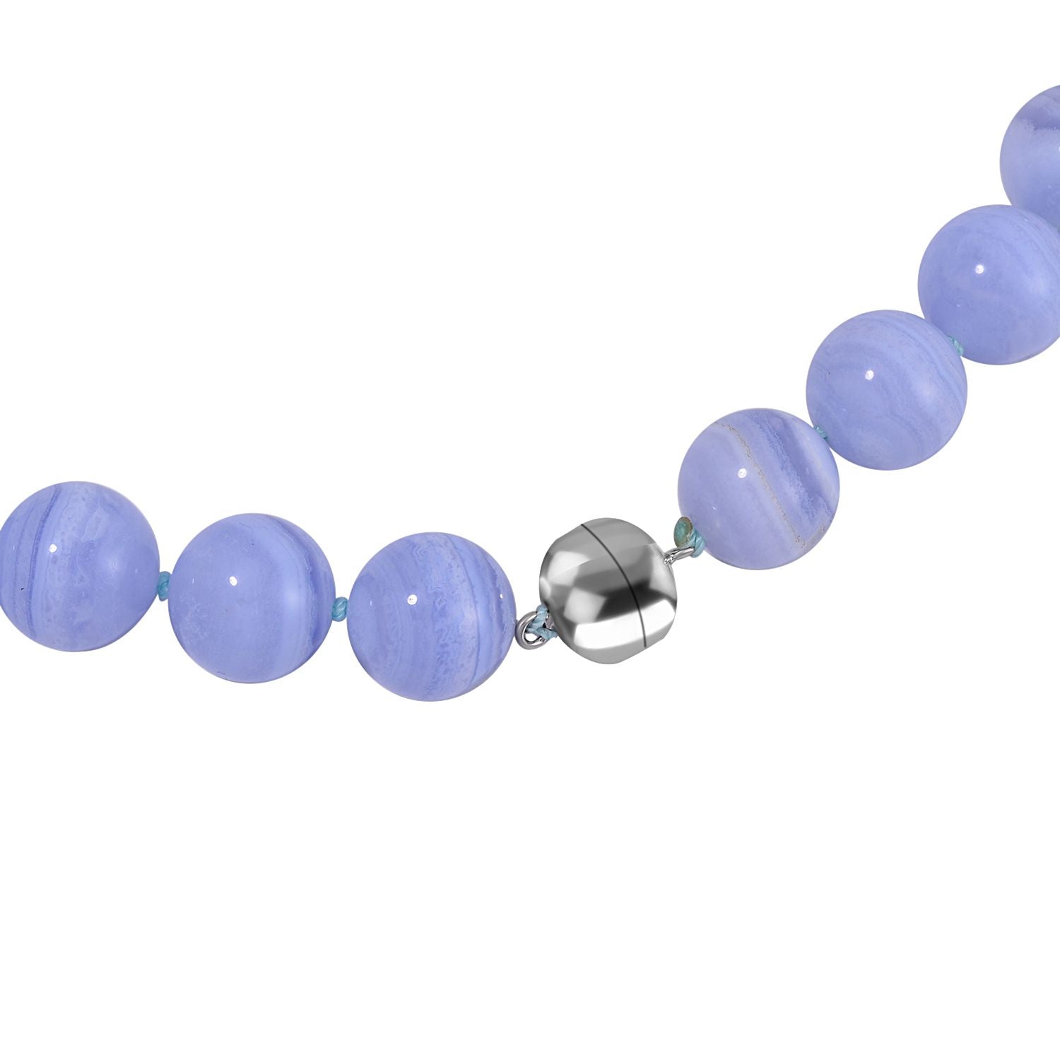 Blauer Spitze-Achat Halskette ca. 50 cm 925 Silber ca. 517,75 ct.