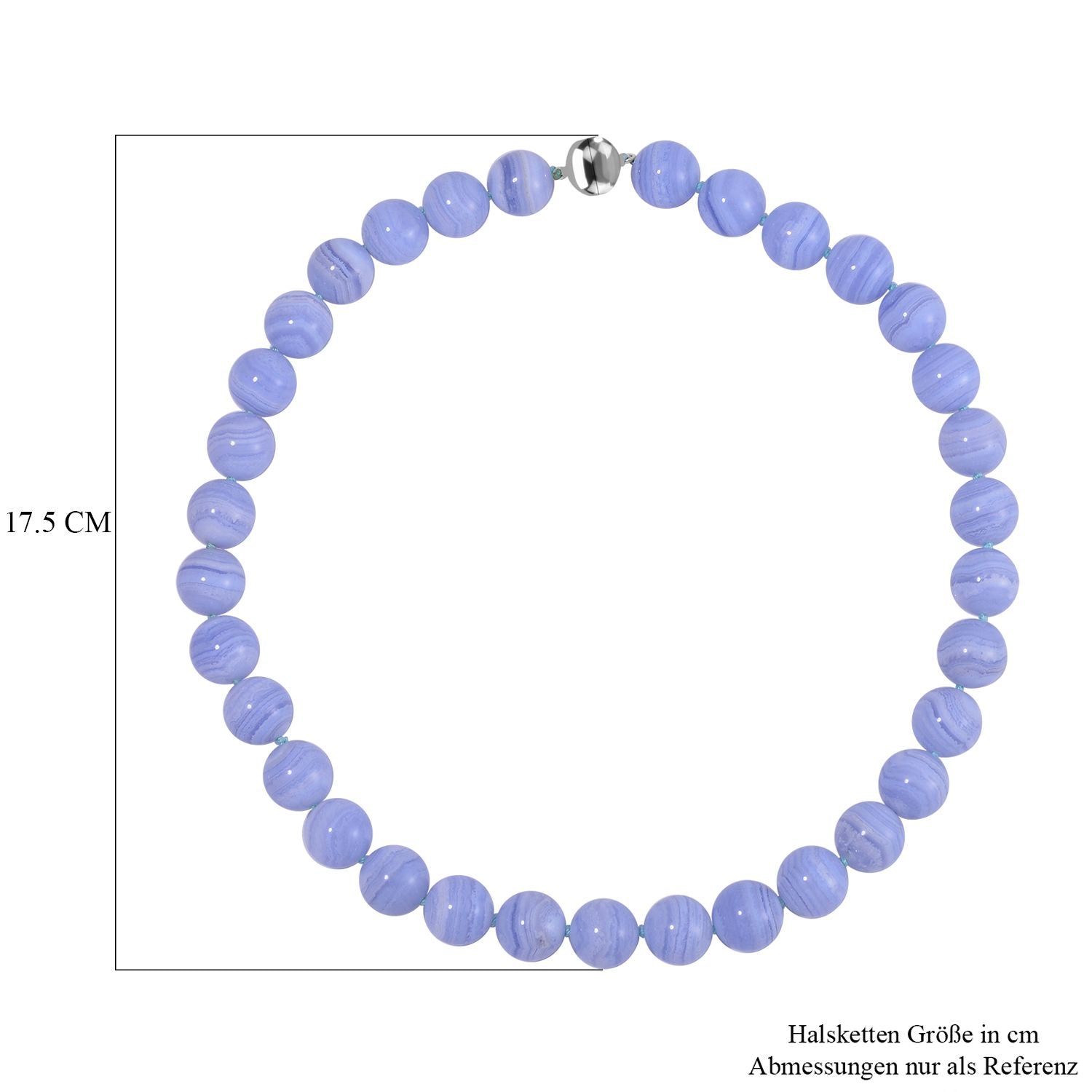 Blauer Spitze-Achat Halskette ca. 50 cm 925 Silber ca. 517,75 ct.