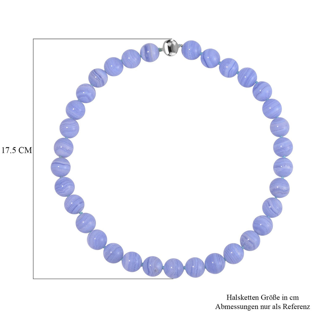 Blauer Spitze-Achat Halskette ca. 50 cm 925 Silber ca. 517,75 ct.