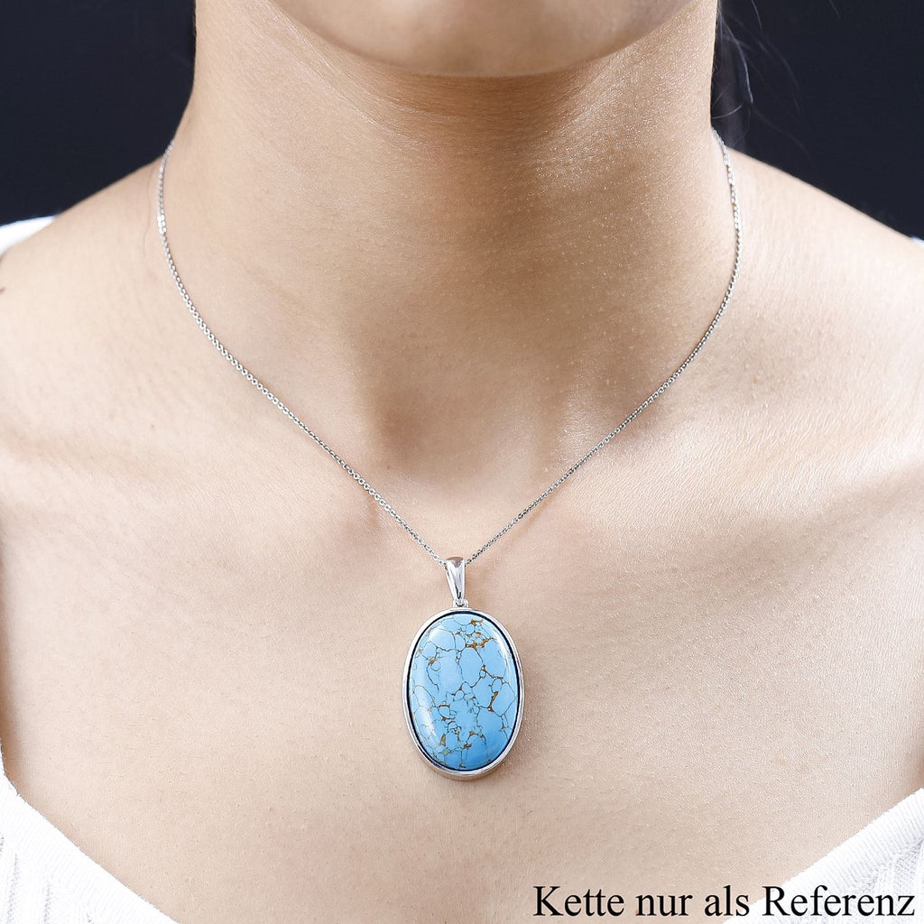 Blaues Türkis Anhänger 925 Silber rhodiniert ca. 26,60 ct.