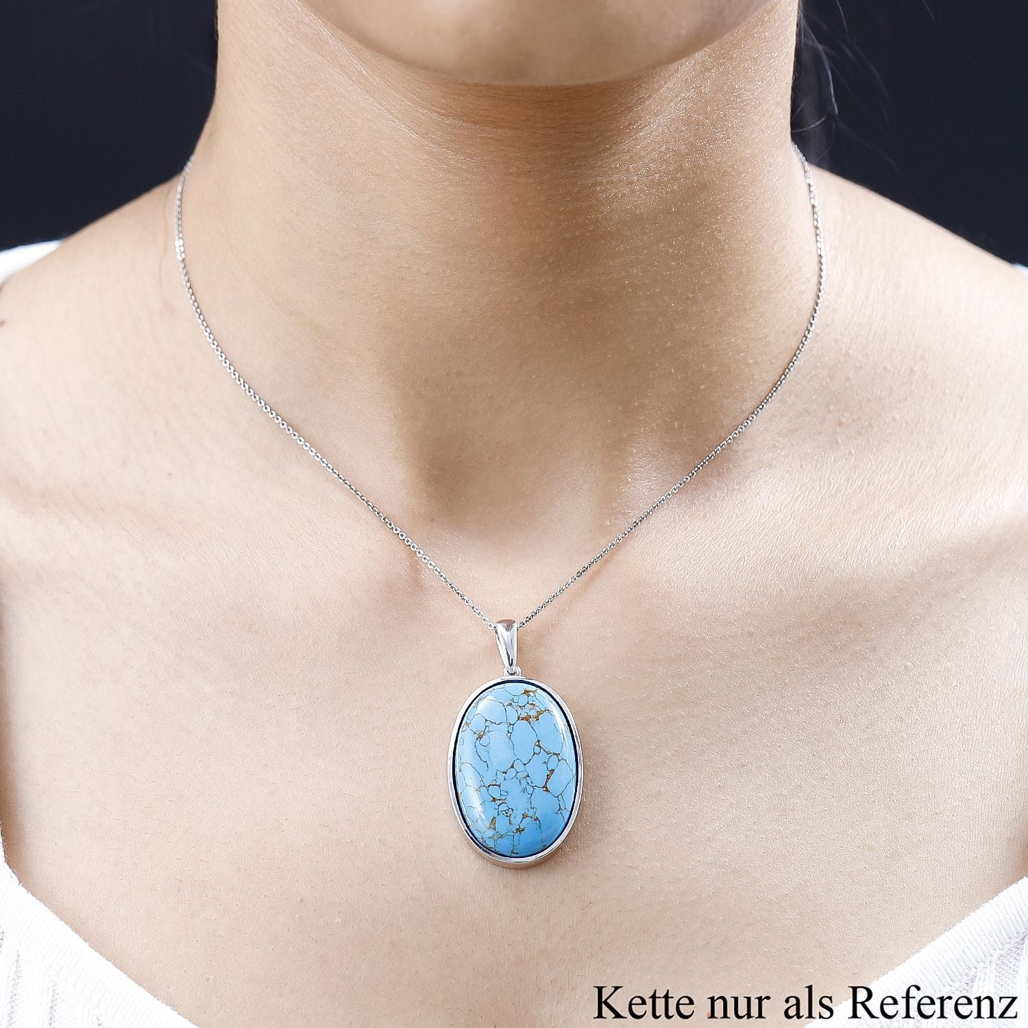 Blaues Türkis Anhänger 925 Silber rhodiniert ca. 26,60 ct.