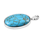 Blaues Türkis Anhänger 925 Silber rhodiniert ca. 26,60 ct.