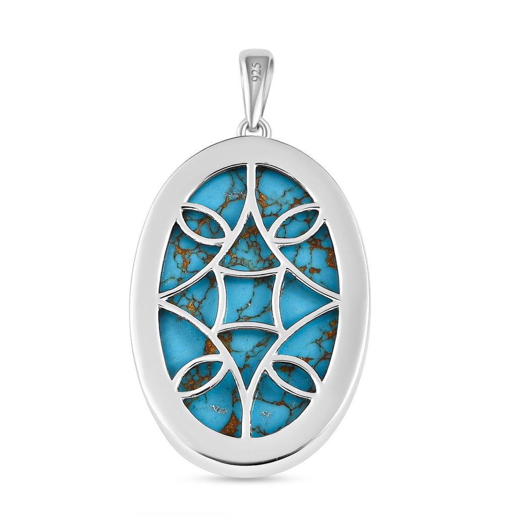 Blaues Türkis Anhänger 925 Silber rhodiniert ca. 26,60 ct.