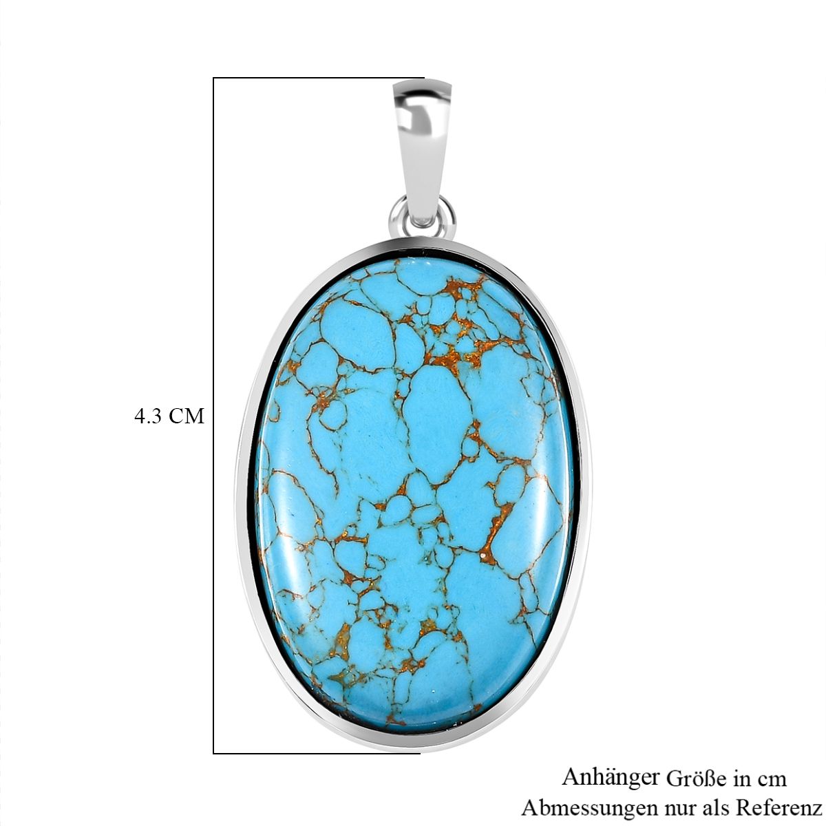 Blaues Türkis Anhänger 925 Silber rhodiniert ca. 26,60 ct.