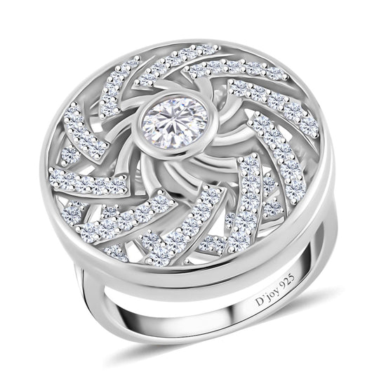 Moissanit Ring 925 Silber platiniert (Größe 20.00) ca. 1.62 ct