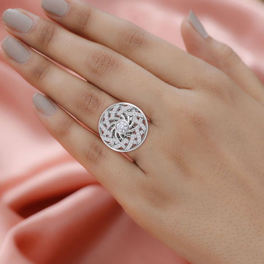 Moissanit Ring 925 Silber platiniert (Größe 20.00) ca. 1.62 ct
